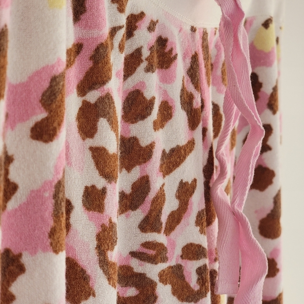 PJ Salvage Pink Leopard Print Bamboo Blend Terry Cloth Pants Beach Lounge Medium - Picture 5 of 12